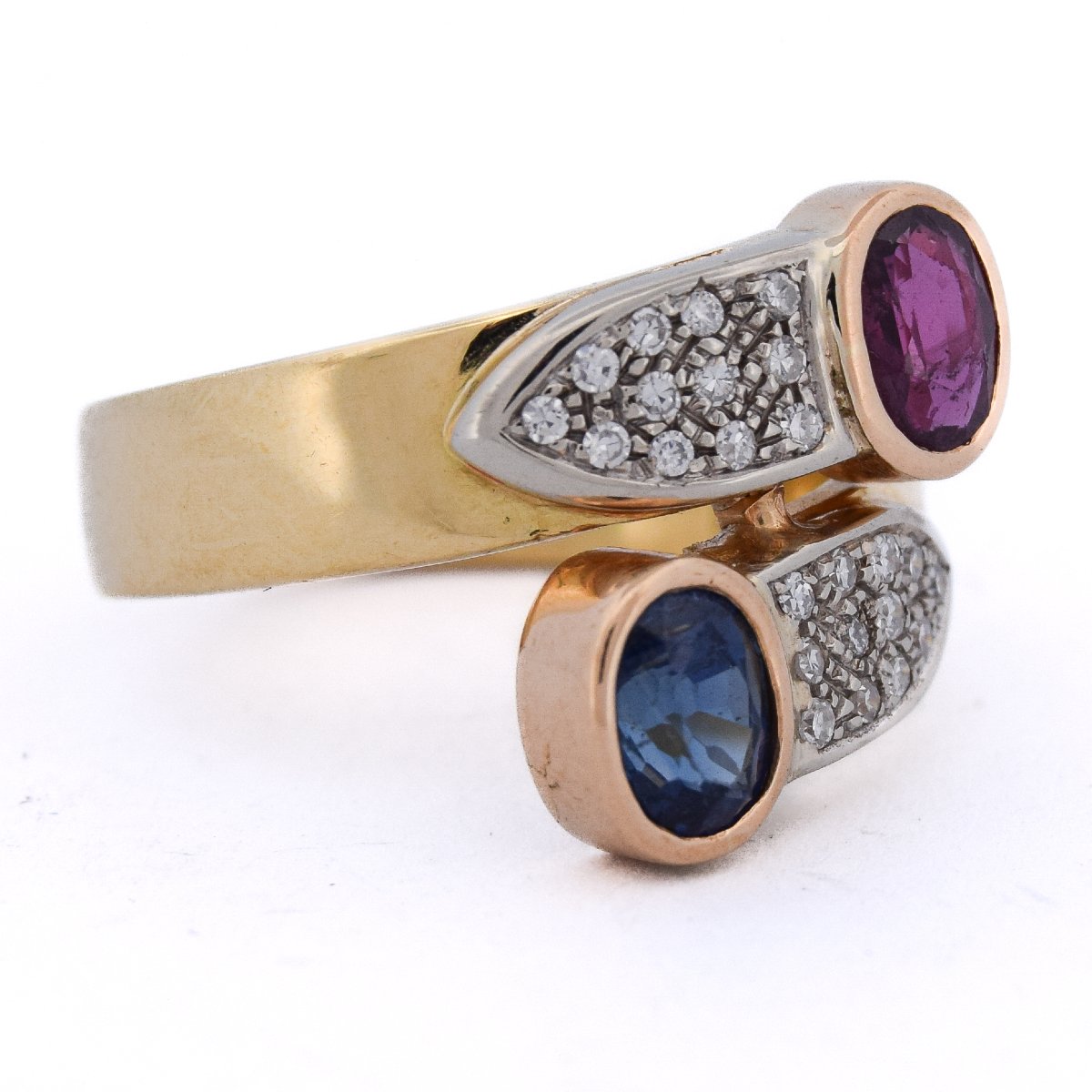 Vintage 18k Gold Ruby Sapphire Diamond Ring  An24 112-103 (00019)-photo-4