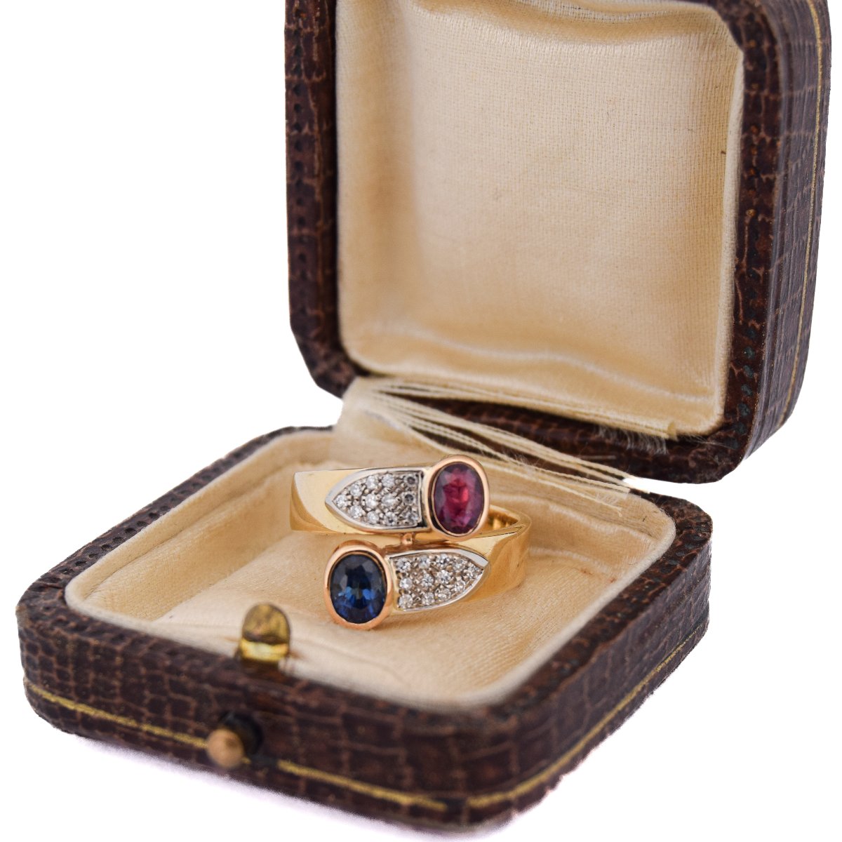 Vintage 18k Gold Ruby Sapphire Diamond Ring  An24 112-103 (00019)-photo-1