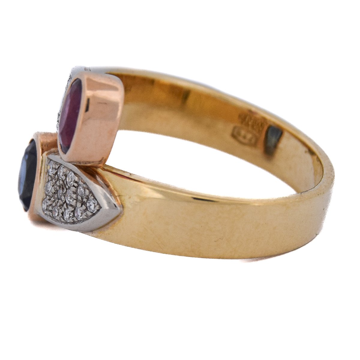 Vintage 18k Gold Ruby Sapphire Diamond Ring  An24 112-103 (00019)-photo-6
