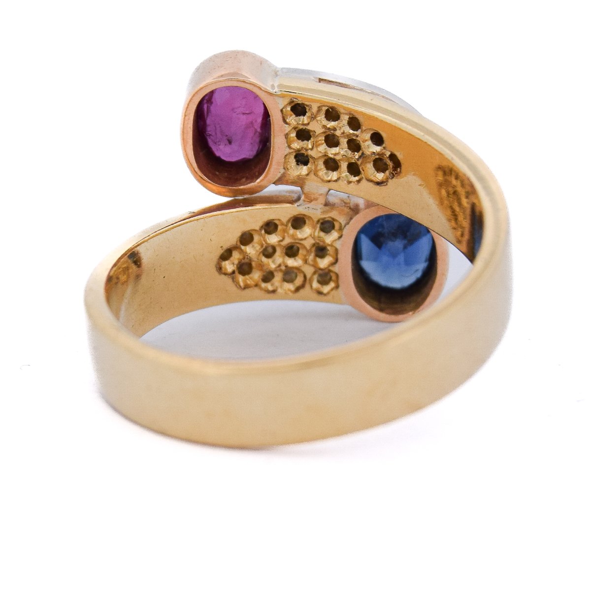 Vintage 18k Gold Ruby Sapphire Diamond Ring  An24 112-103 (00019)-photo-7