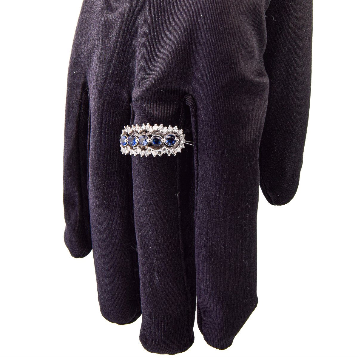 Contemporary 18k White Gold Sapphire Diamond Ring   An384 (5179)-photo-1