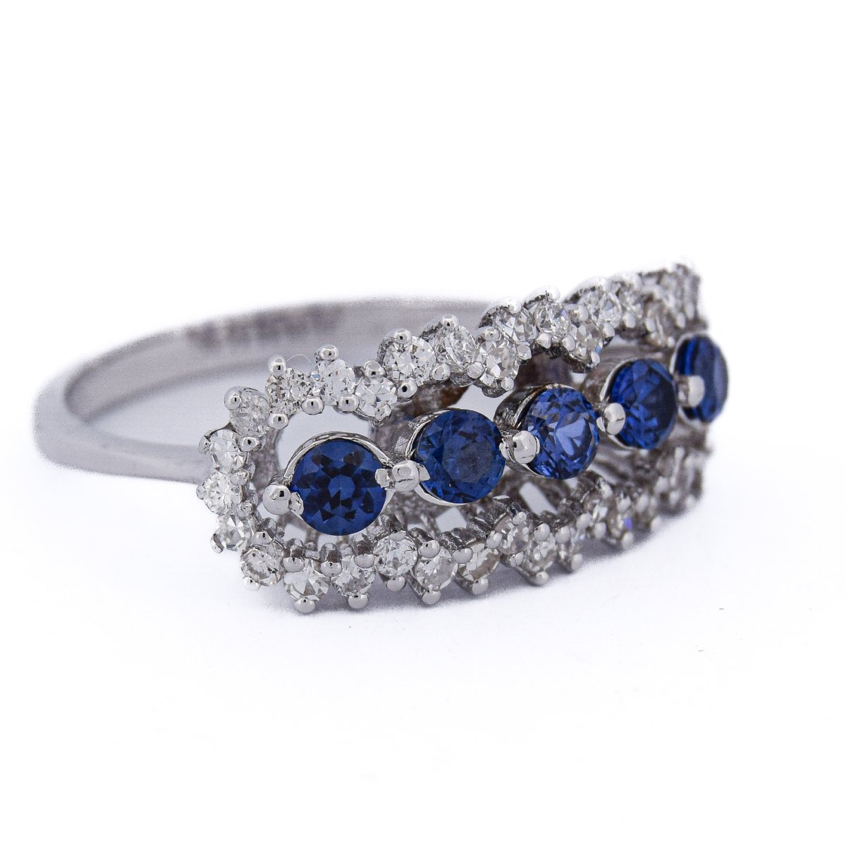 Contemporary 18k White Gold Sapphire Diamond Ring   An384 (5179)-photo-6