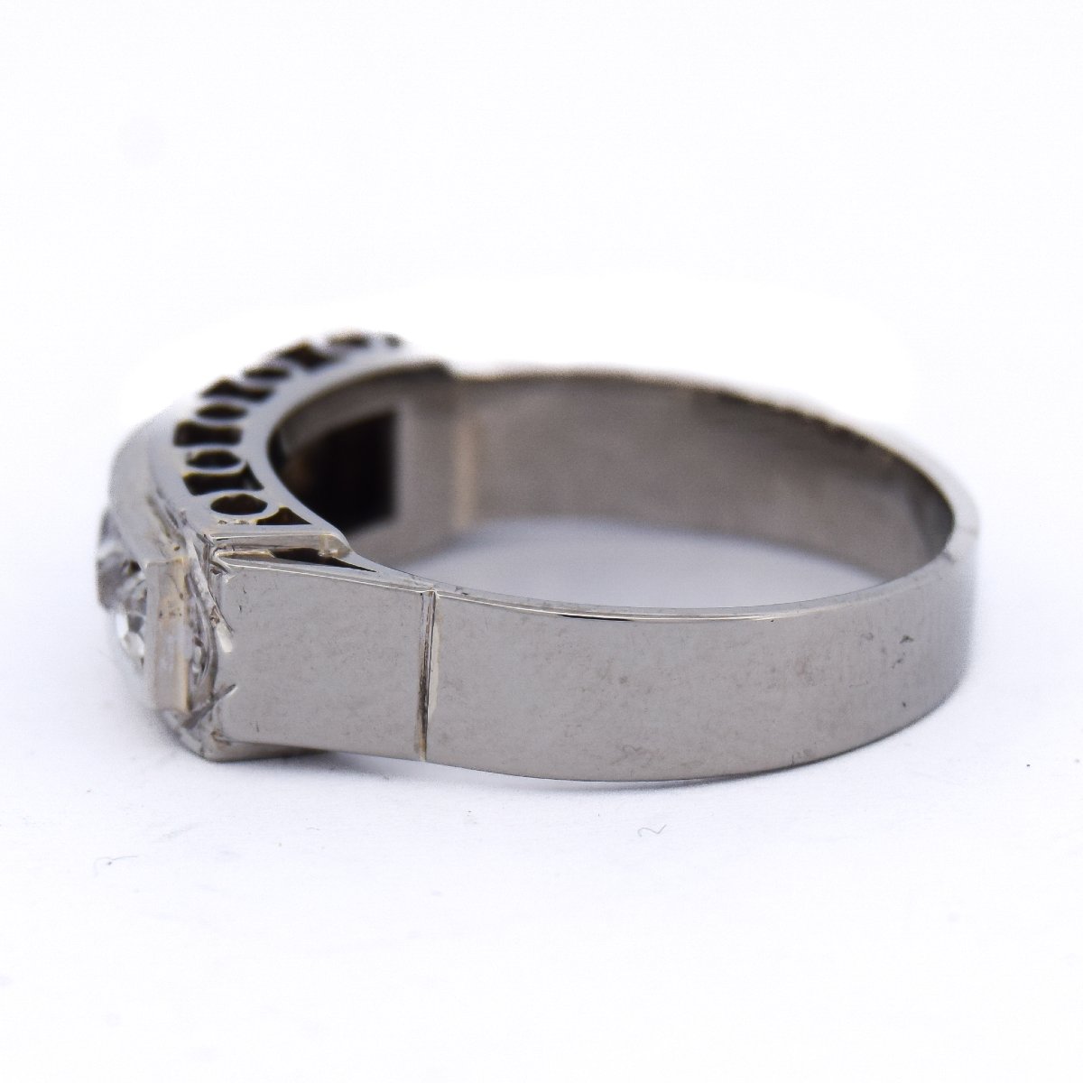 Art Deco 18k White Gold Diamond Ring – Old Mine Cut-photo-6