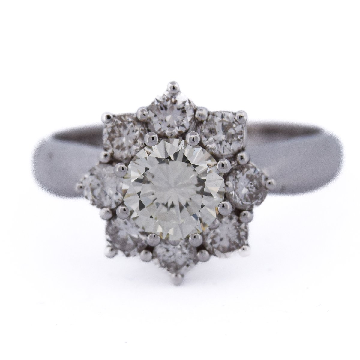 Vintage 18k White Gold Diamond Cluster Ring   An375 (00329)-photo-3
