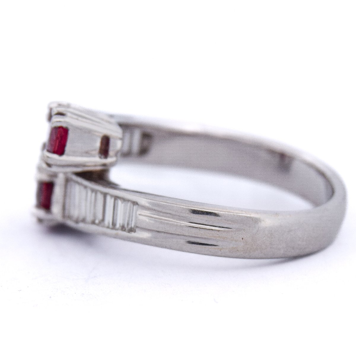 Bague Vintage Or Blanc 18k Rubis et Diamants Baguette   AN590 112-403 (00119)-photo-1