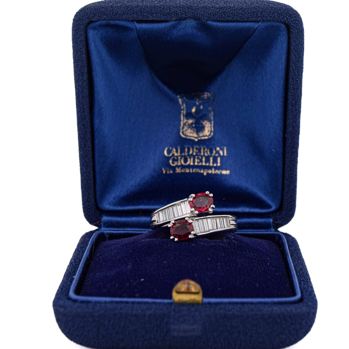 Bague Vintage Or Blanc 18k Rubis et Diamants Baguette   AN590 112-403 (00119)-photo-6