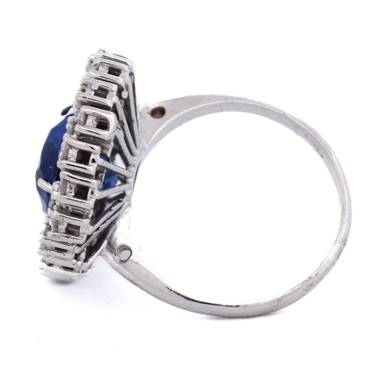 Contemporary 18k White Gold Sapphire Diamond Ring   An P8-photo-3