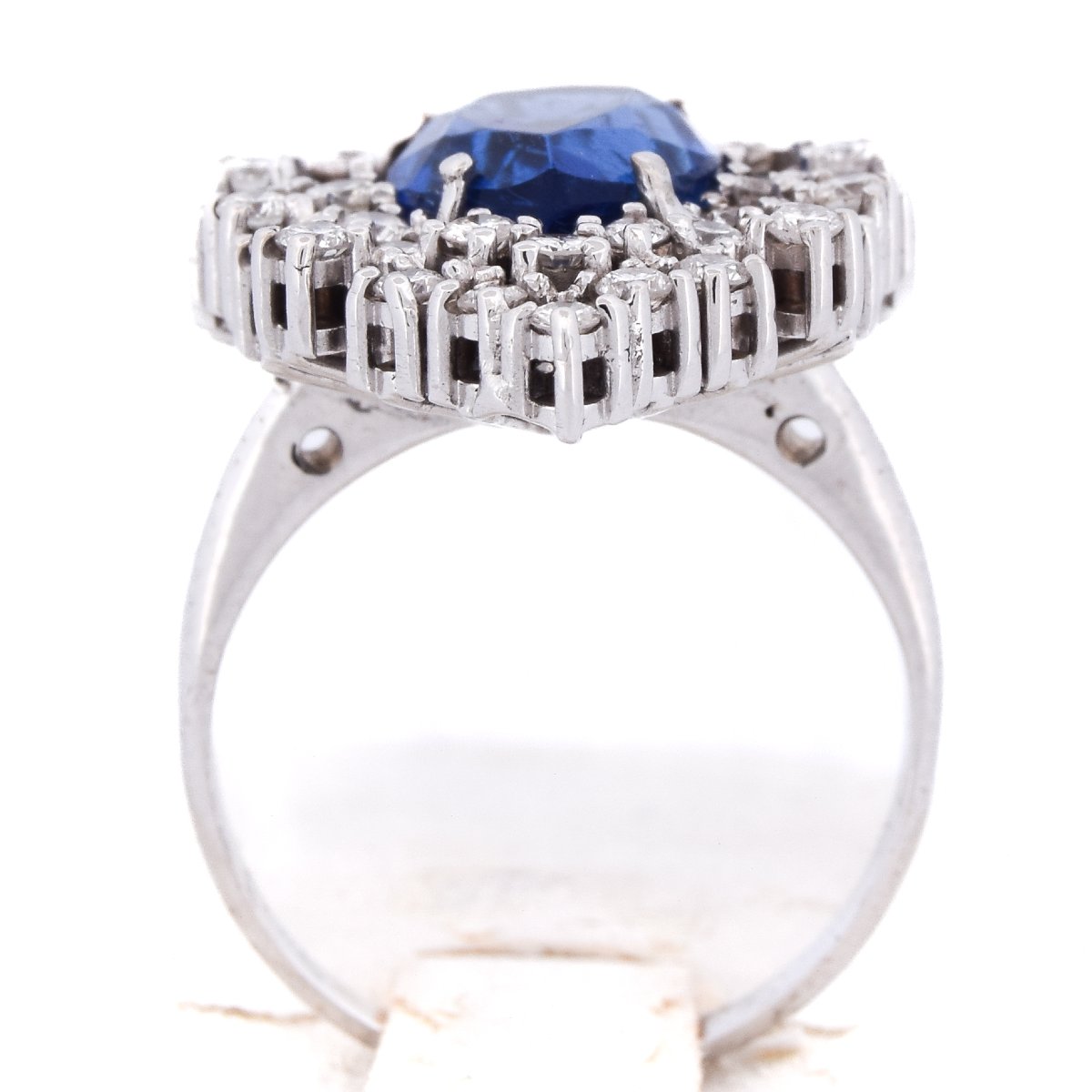 Contemporary 18k White Gold Sapphire Diamond Ring   An P8-photo-6