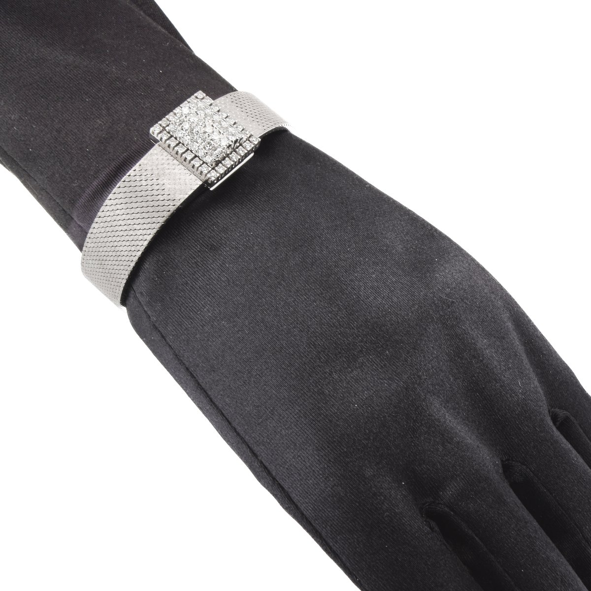 Vintage 18k White Gold Diamond Bracelet Watch-photo-1