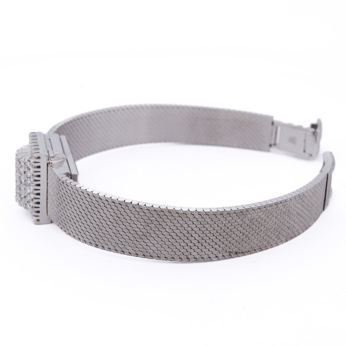 Vintage 18k White Gold Diamond Bracelet Watch-photo-6