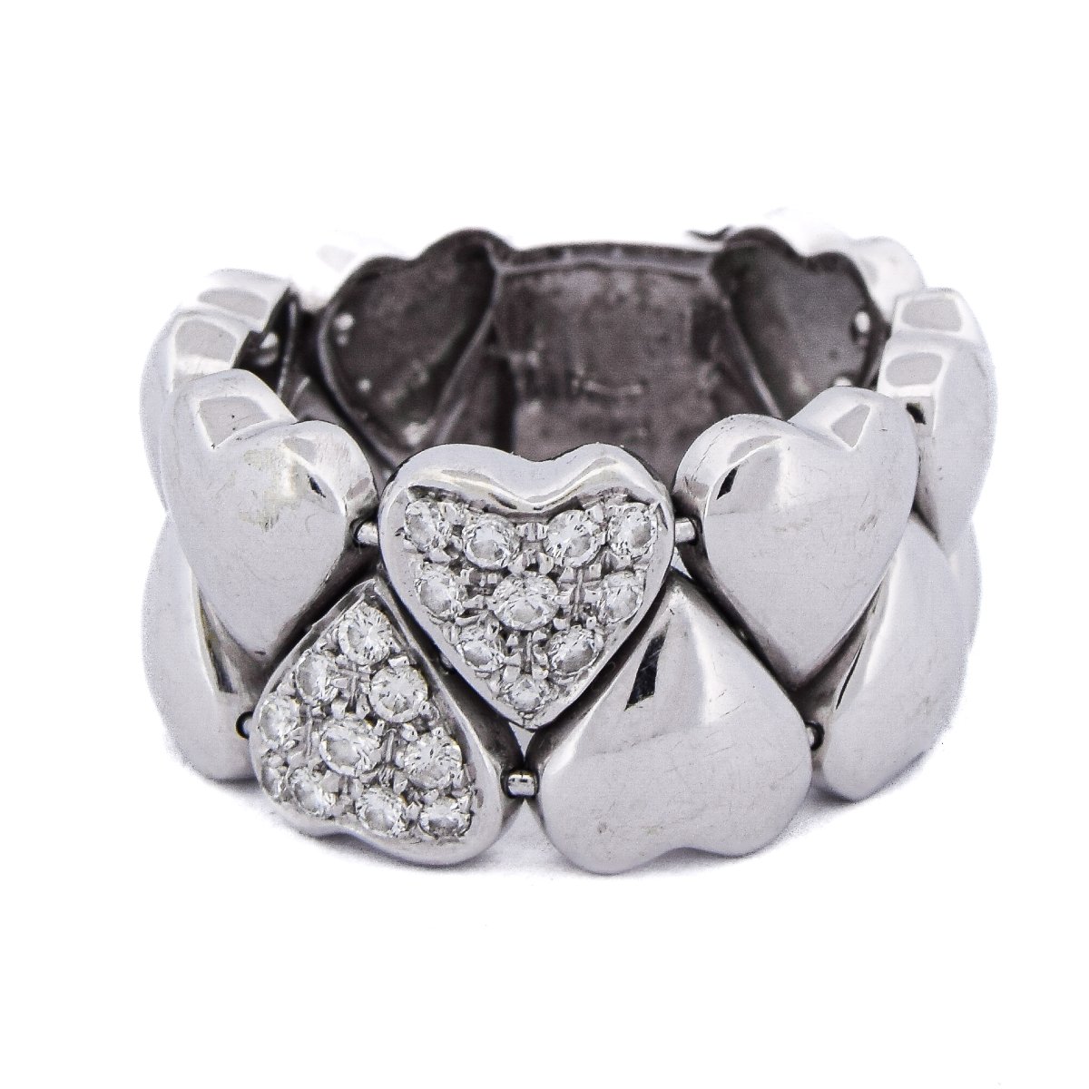 Bague vintage en or blanc 18 carats à motifs cœurs et diamants   AN432 (00519)-photo-1