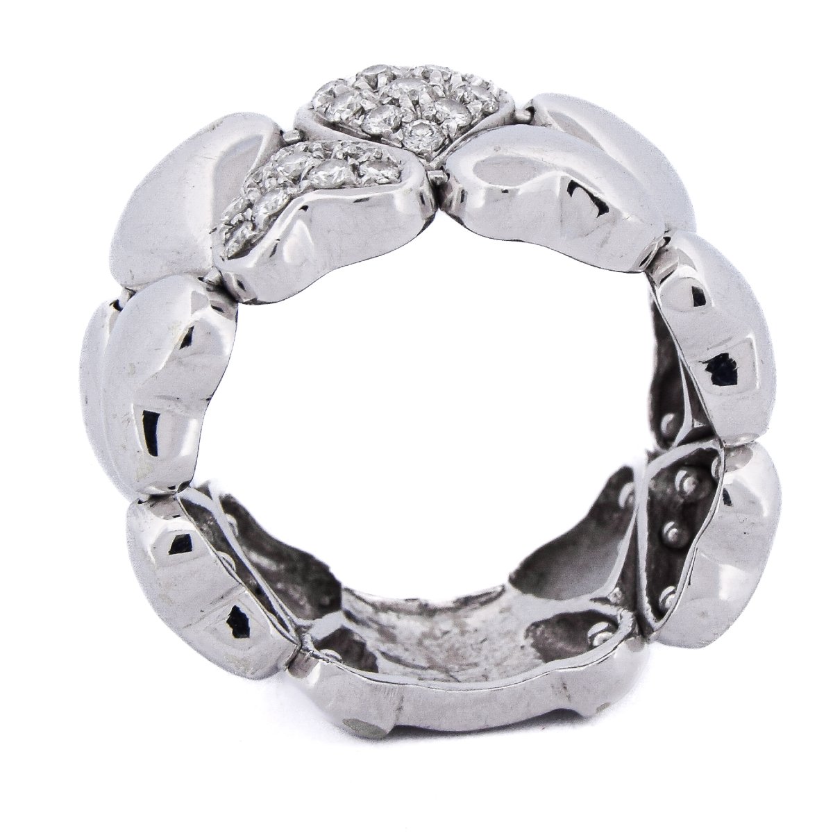 Bague vintage en or blanc 18 carats à motifs cœurs et diamants   AN432 (00519)-photo-2