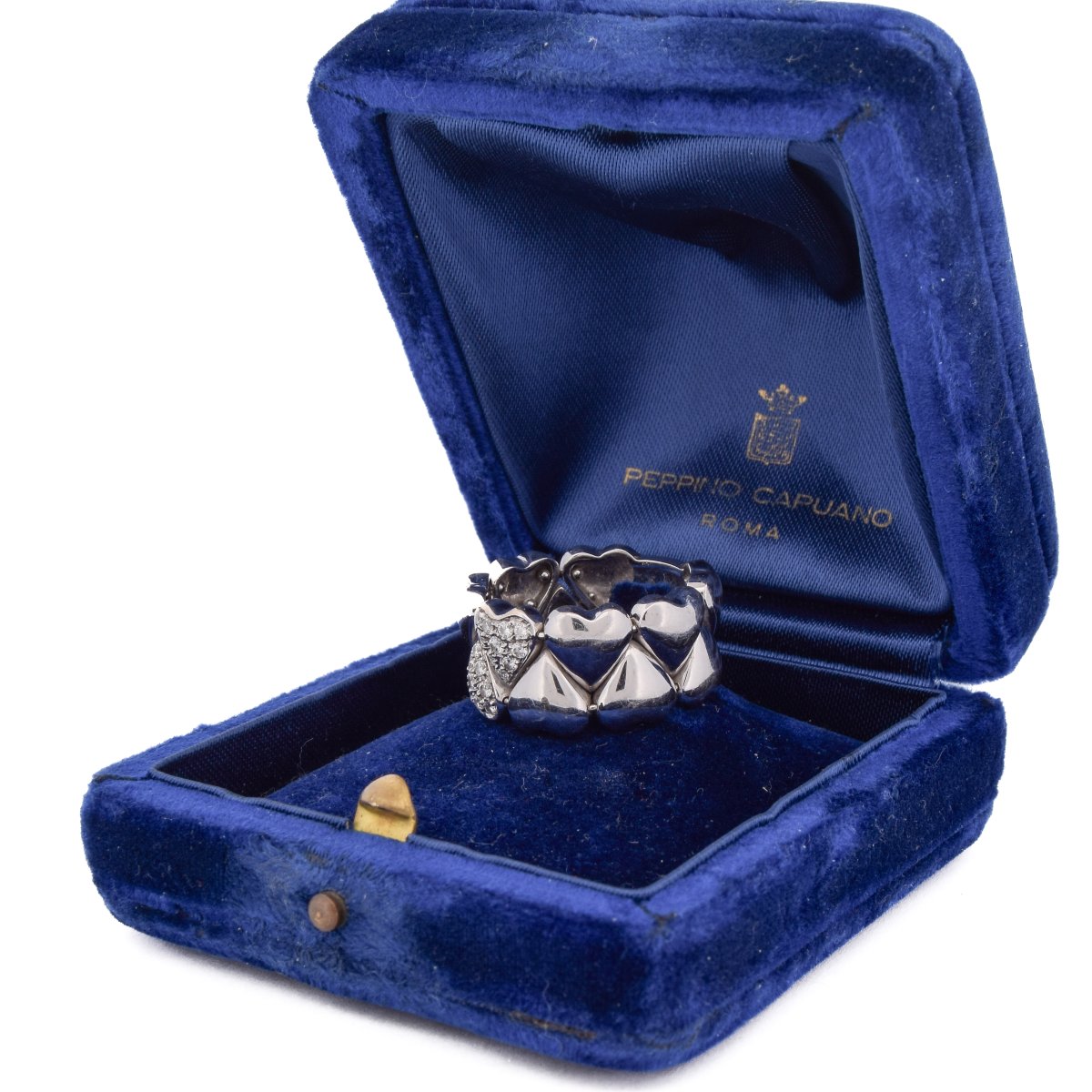 Bague vintage en or blanc 18 carats à motifs cœurs et diamants   AN432 (00519)-photo-3