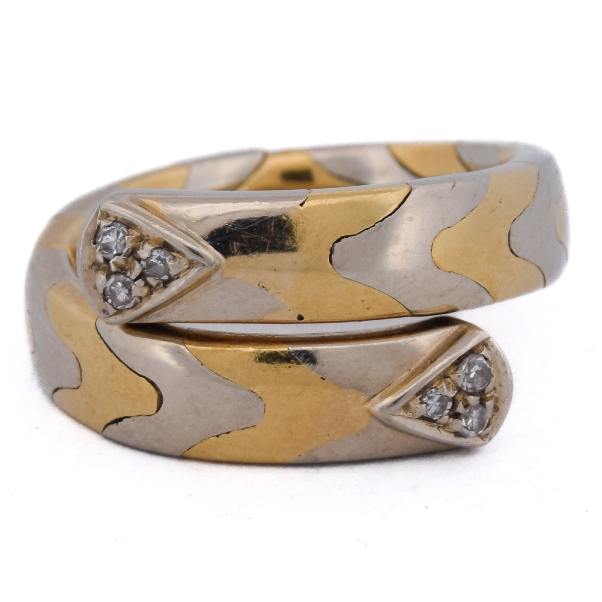 Vintage 18k Two-tone Gold Diamond Wrap Ring   An230 112-253 (0889)-photo-3