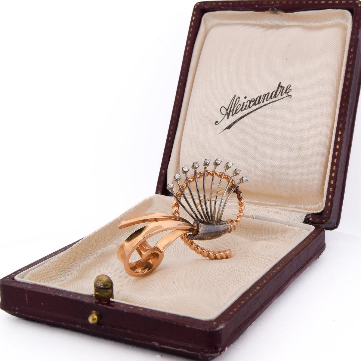 Vintage 18k Yellow Gold Diamond Floral Brooch     Sp23 116-33 (01629)-photo-2