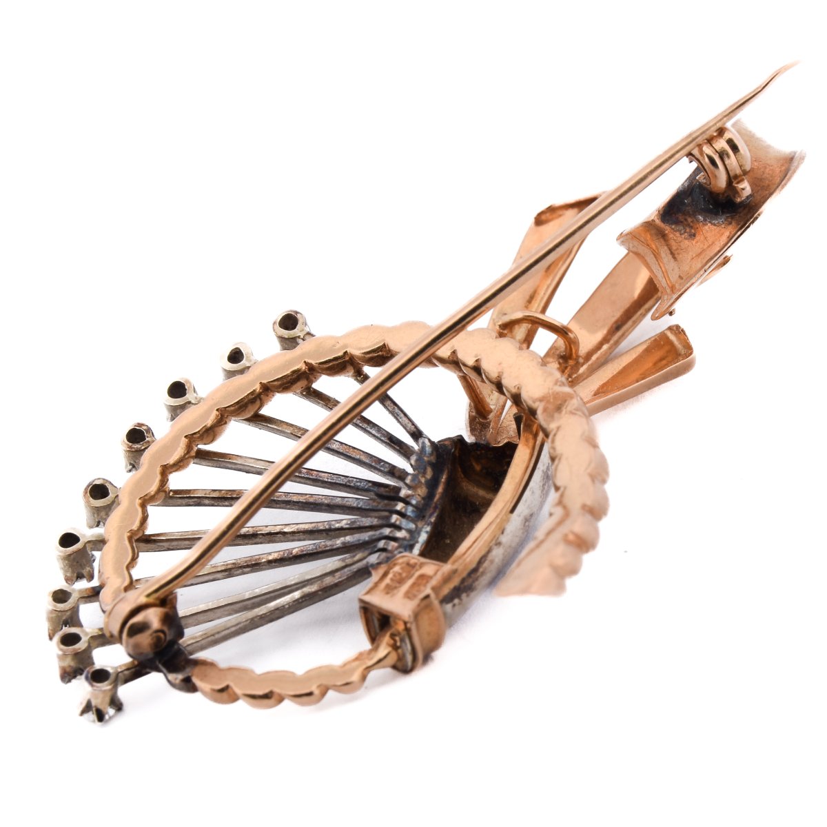 Vintage 18k Yellow Gold Diamond Floral Brooch     Sp23 116-33 (01629)-photo-3