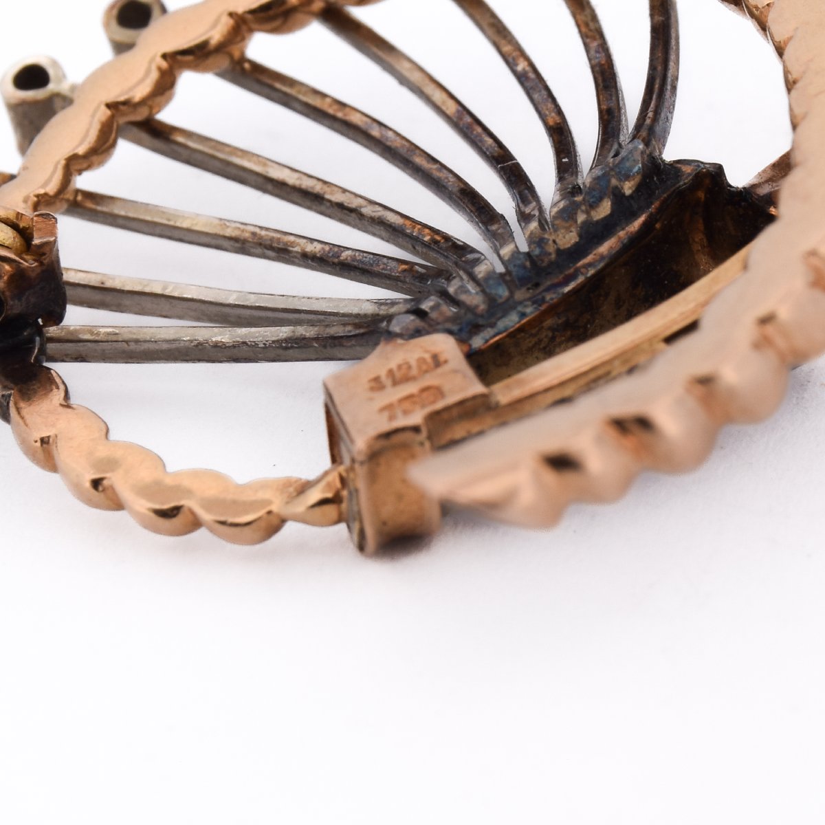 Vintage 18k Yellow Gold Diamond Floral Brooch     Sp23 116-33 (01629)-photo-4