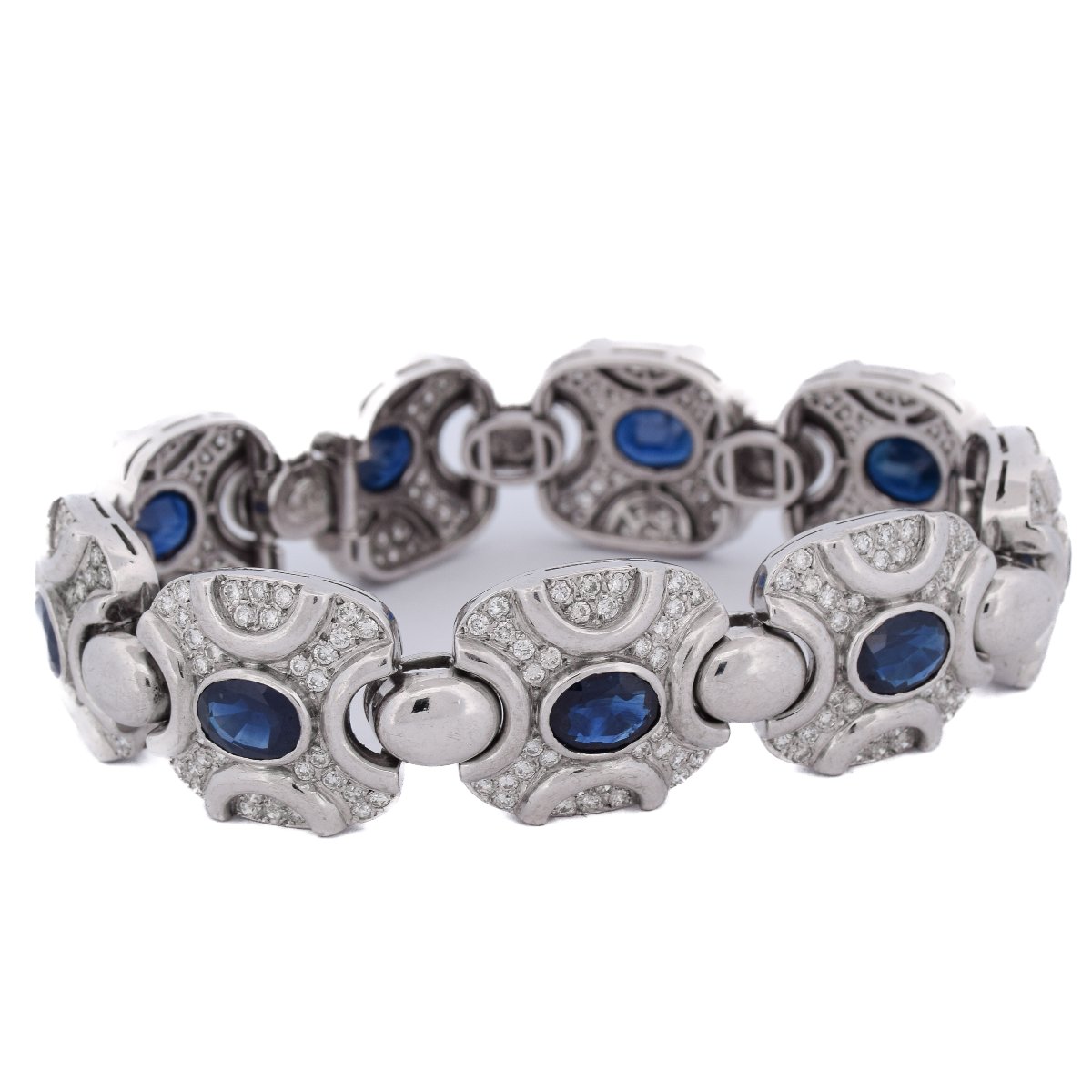 Vintage 18k Gold Sapphire And Diamond Bracelet    Br6 (00979)-photo-2