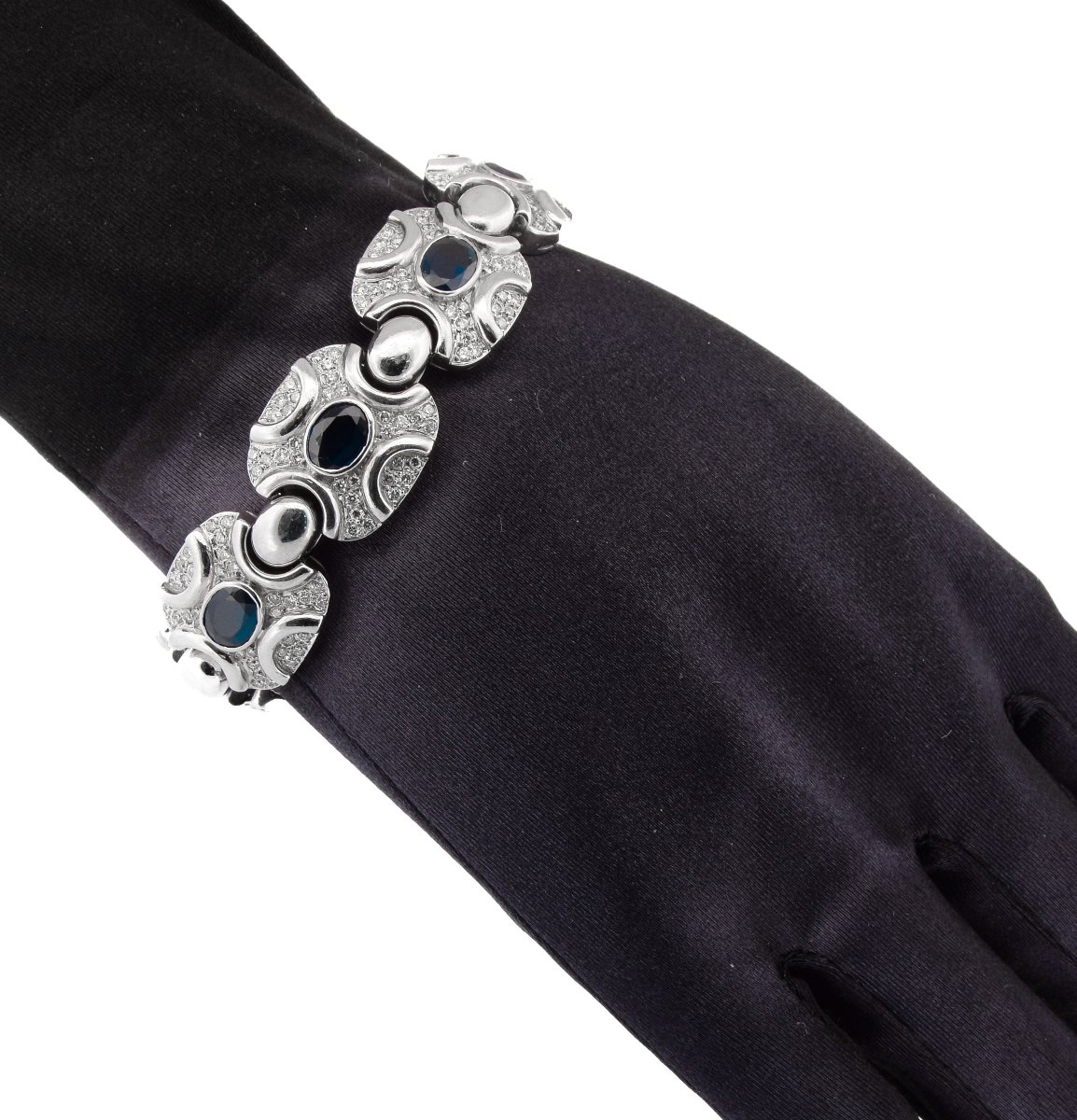 Vintage 18k Gold Sapphire And Diamond Bracelet    Br6 (00979)-photo-4