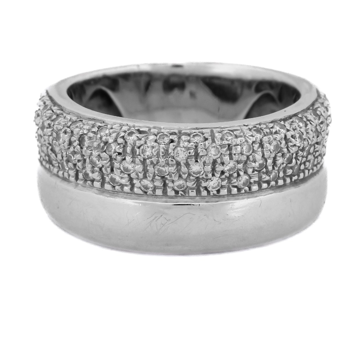 Vintage 18k White Gold Diamond Pavé Band Ring    An133 112-194 (05919)-photo-1