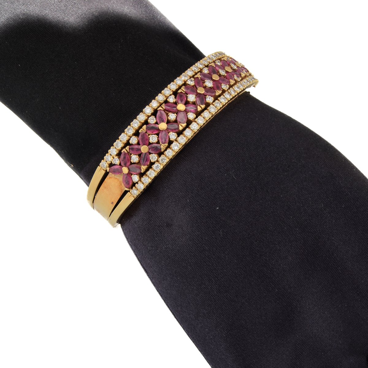 18k Gold Diamond Ruby Bracelet   Br26 114-29 (05259)-photo-4