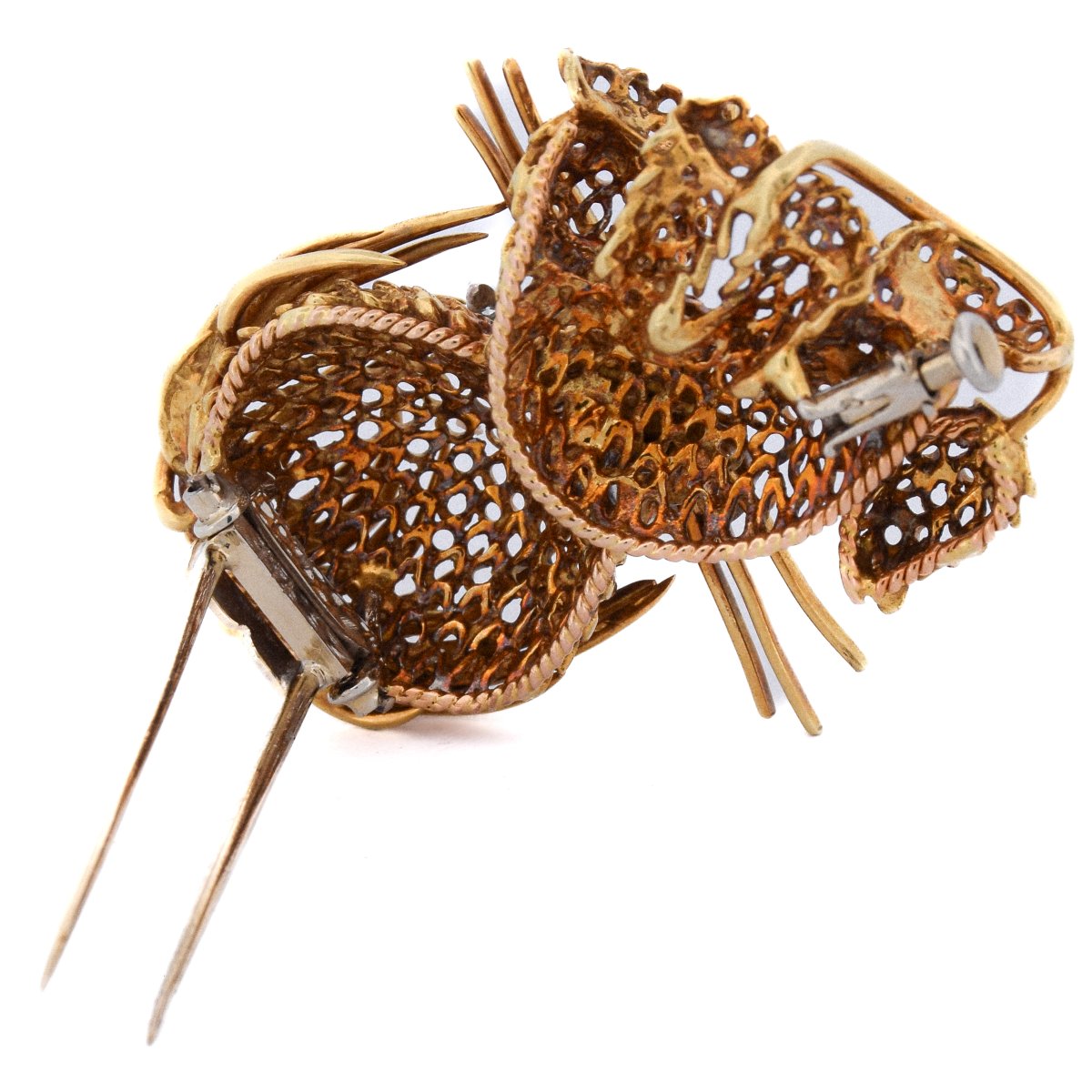 Vintage 18k Gold Lion Brooch Diamonds 0.46 Ct Emerald Eyes   Sp27 116-46 (00329)-photo-2