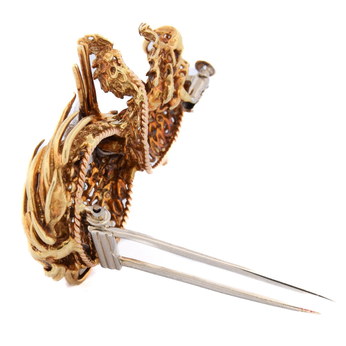 Vintage 18k Gold Lion Brooch Diamonds 0.46 Ct Emerald Eyes   Sp27 116-46 (00329)-photo-3