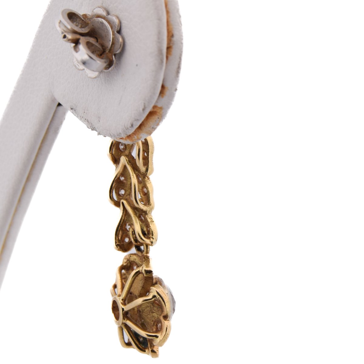 Vintage 18k Gold Diamond Drop Earrings 1.60 Ct Floral Design  Or114 (00219)-photo-2