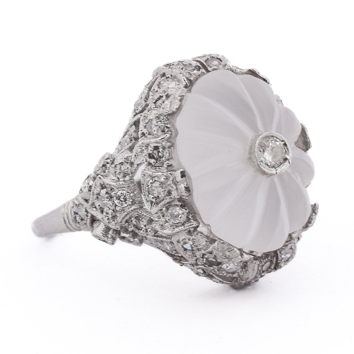 Vintage Platinum Diamond Rock Crystal Ring   An594 P16 -(0389)-photo-2