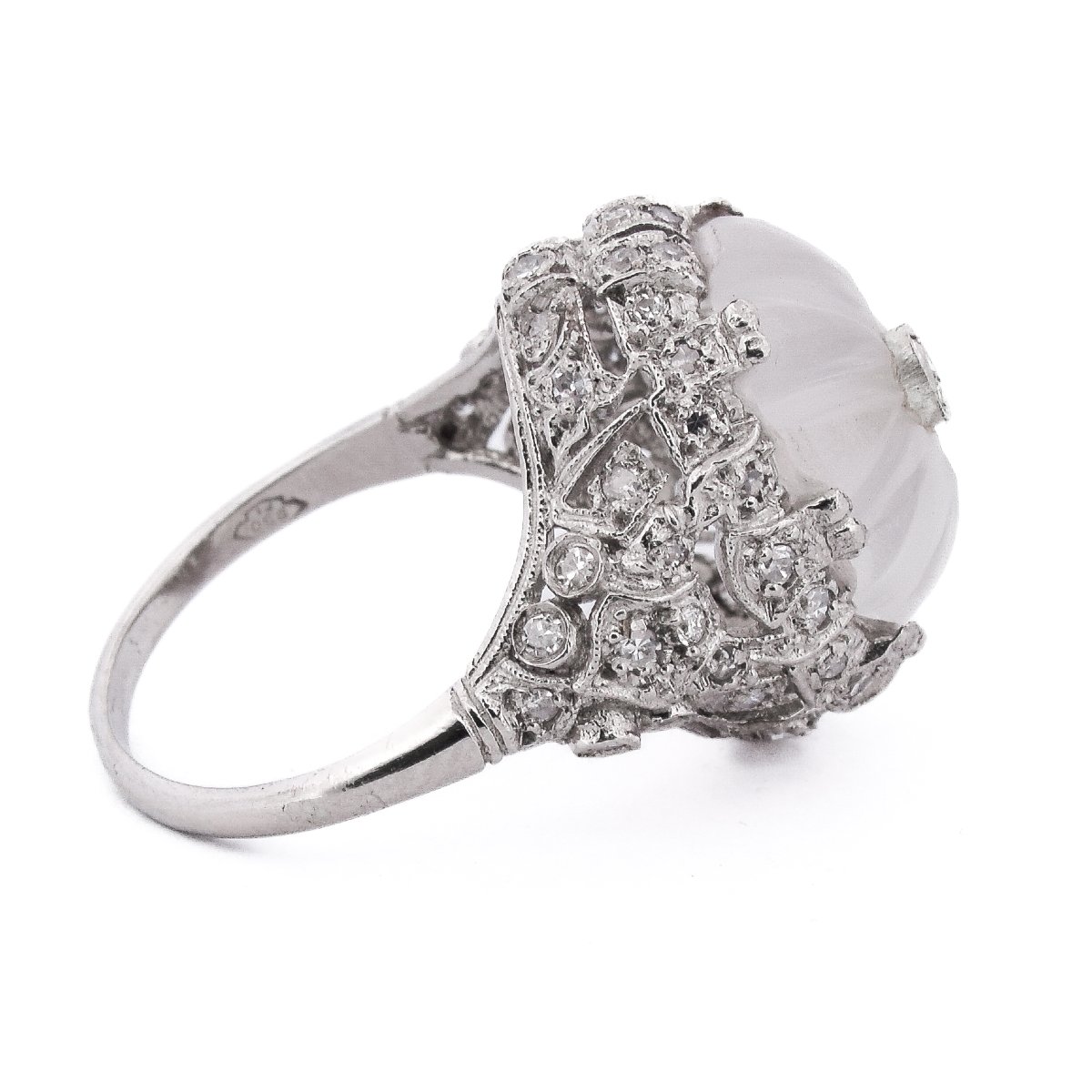 Vintage Platinum Diamond Rock Crystal Ring   An594 P16 -(0389)-photo-3