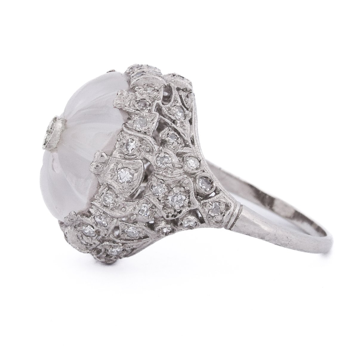 Vintage Platinum Diamond Rock Crystal Ring   An594 P16 -(0389)-photo-2