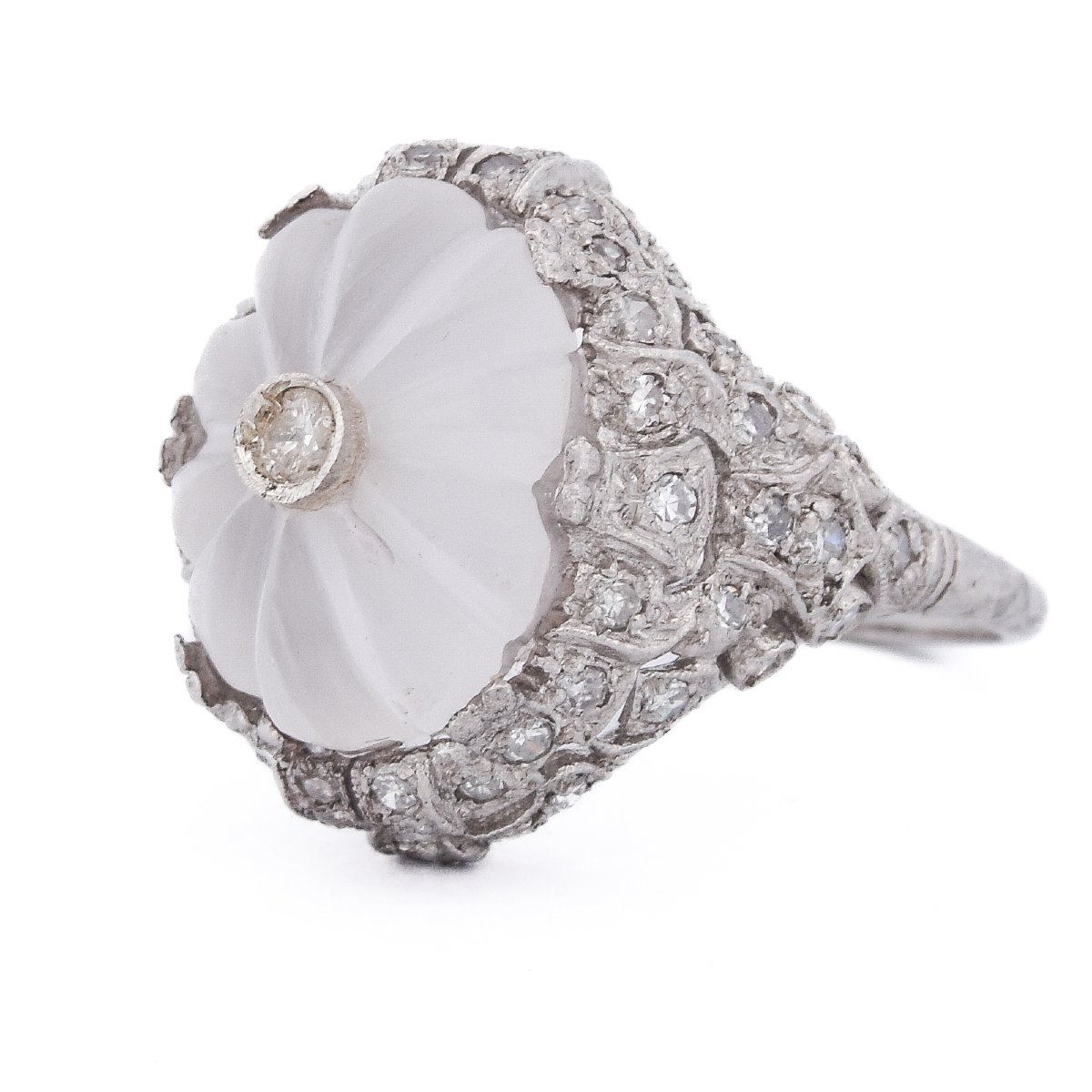 Vintage Platinum Diamond Rock Crystal Ring   An594 P16 -(0389)-photo-3