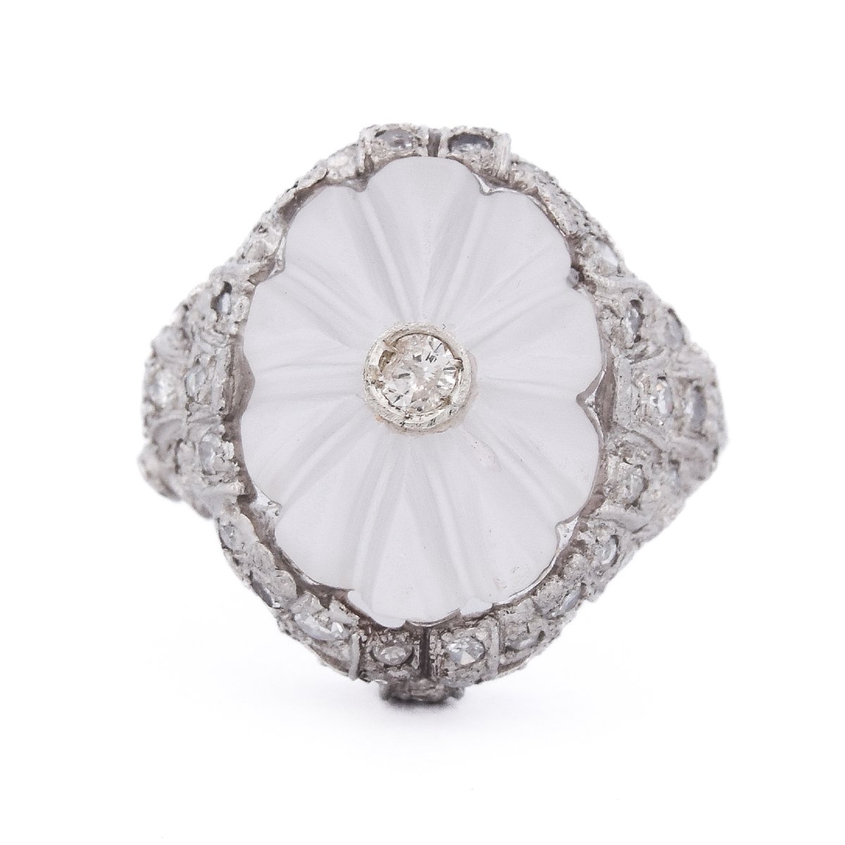 Vintage Platinum Diamond Rock Crystal Ring   An594 P16 -(0389)-photo-4