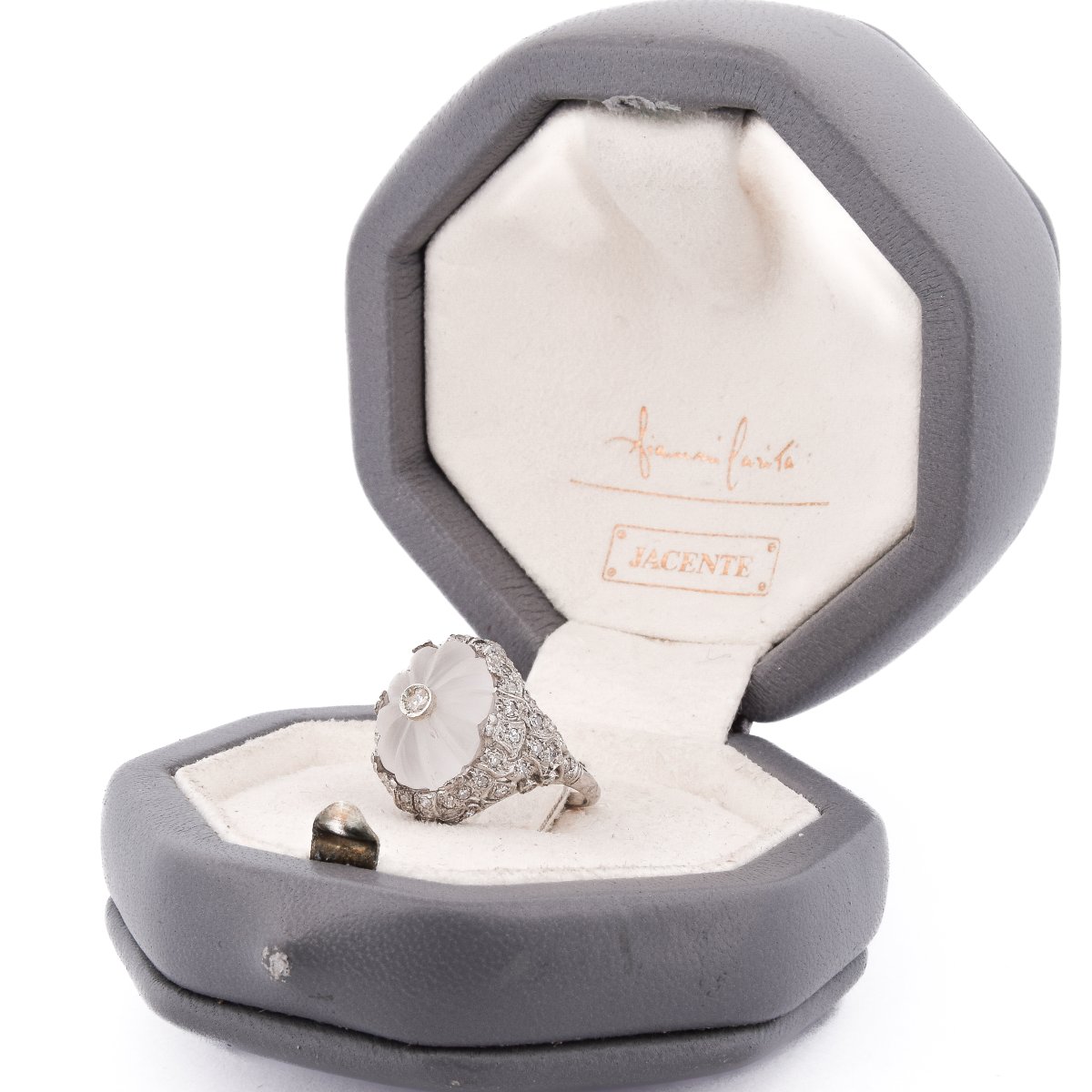 Vintage Platinum Diamond Rock Crystal Ring   An594 P16 -(0389)-photo-5