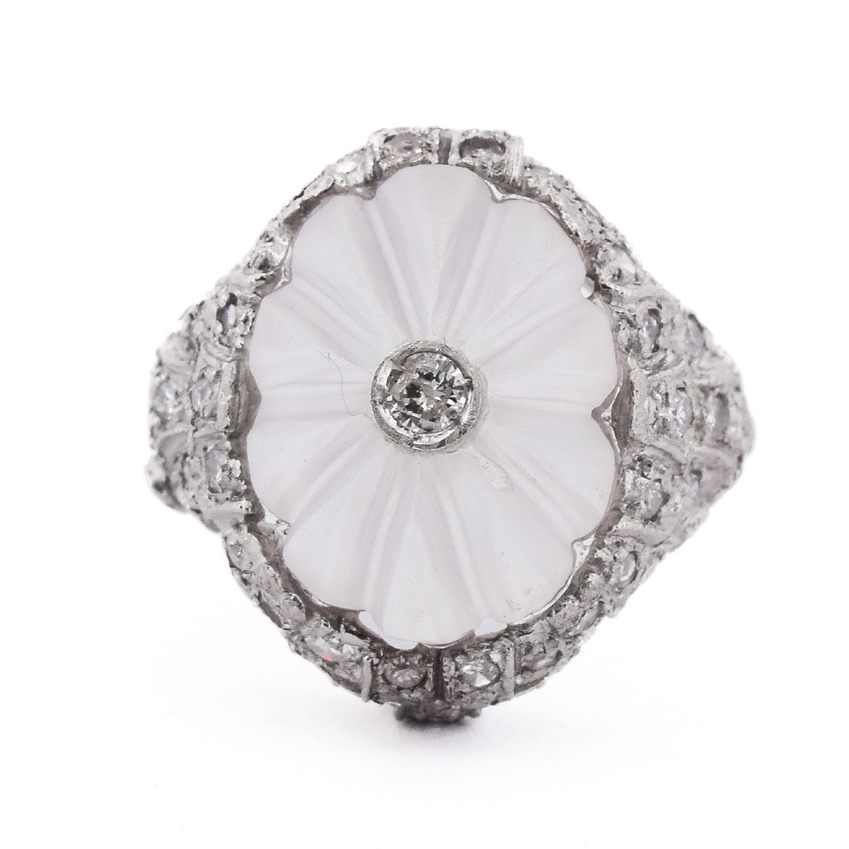 Vintage Platinum Diamond Rock Crystal Ring   An594 P16 -(0389)
