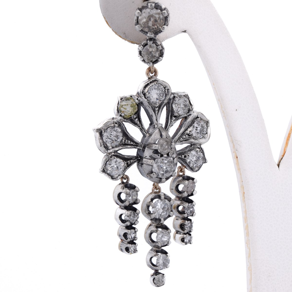 Boucles D’Oreilles Victoriennes Or Argent Diamants  OR233 -photo-2