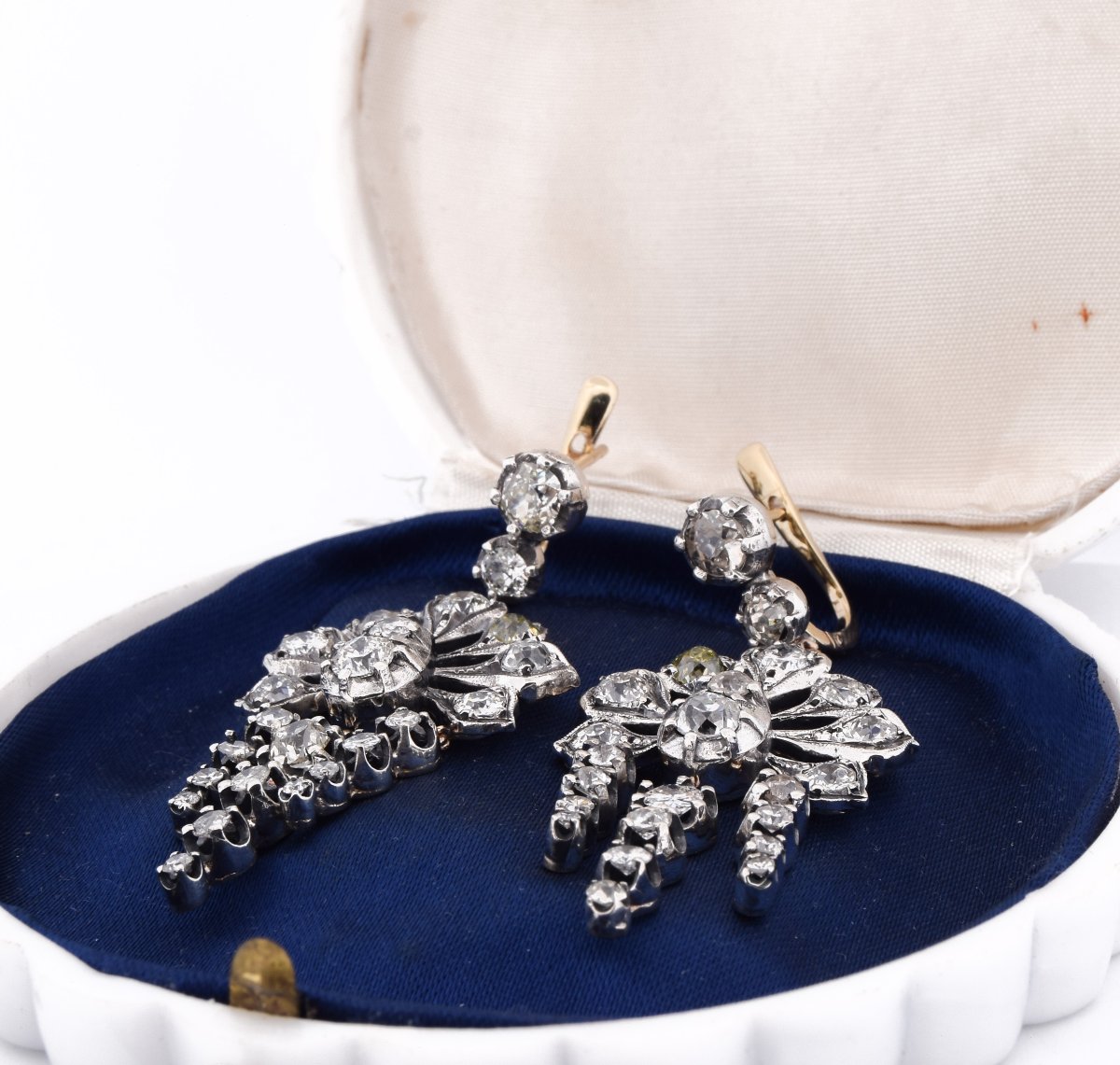 Boucles D’Oreilles Victoriennes Or Argent Diamants  OR233 -photo-1