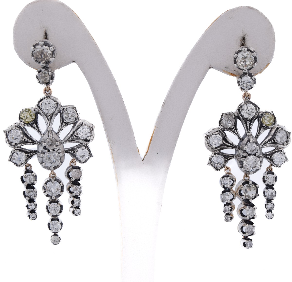 Boucles D’Oreilles Victoriennes Or Argent Diamants  OR233 