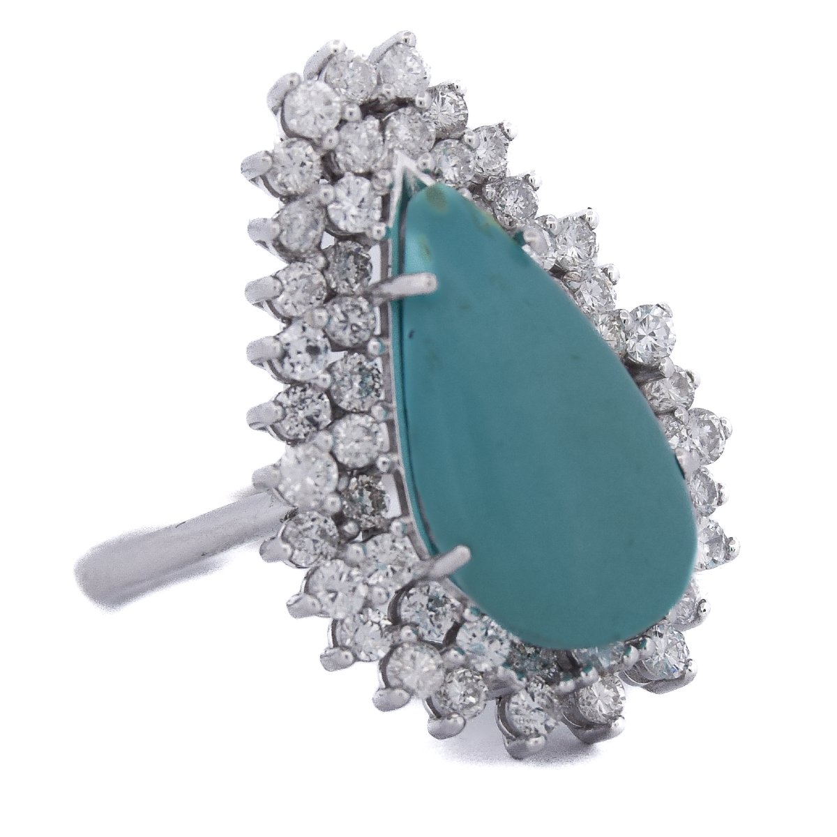 18-karat Gold Vintage Turquoise And Diamond Ring     An612 (05519)-photo-2