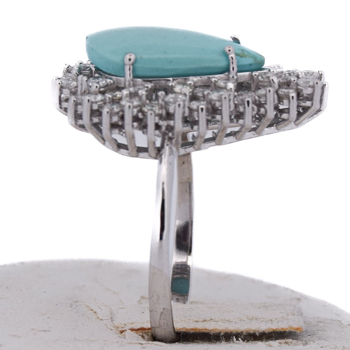 18-karat Gold Vintage Turquoise And Diamond Ring     An612 (05519)-photo-6