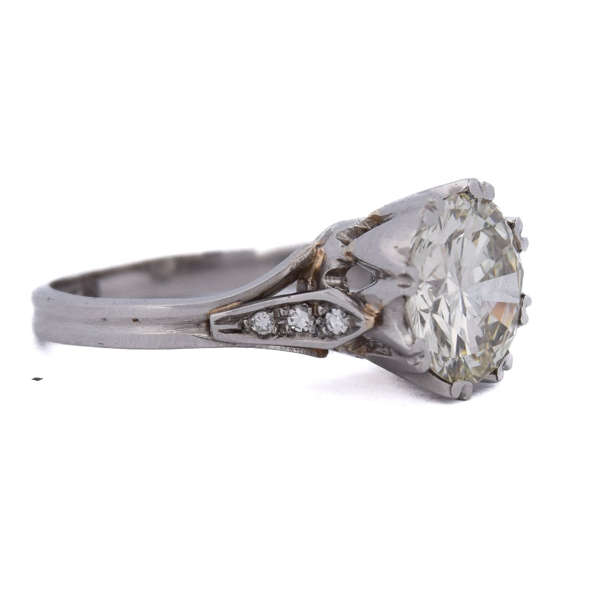 Retro Solitaire Diamond Ring, 3.01 Carats, Platinum   An279 (000419)-photo-3