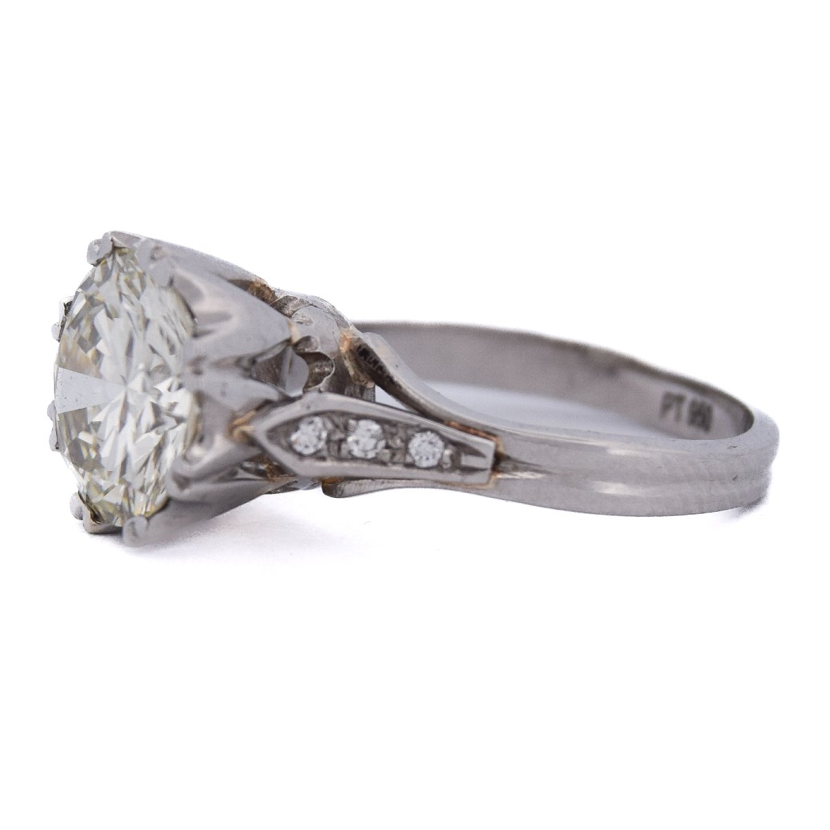 Retro Solitaire Diamond Ring, 3.01 Carats, Platinum   An279 (000419)-photo-4