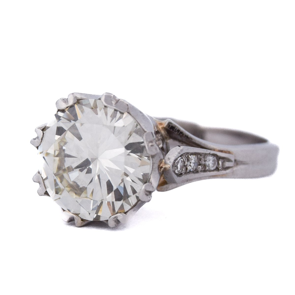 Retro Solitaire Diamond Ring, 3.01 Carats, Platinum   An279 (000419)-photo-5