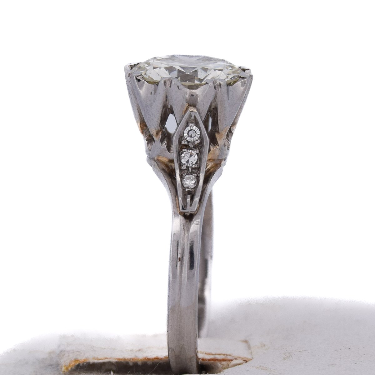 Retro Solitaire Diamond Ring, 3.01 Carats, Platinum   An279 (000419)-photo-7