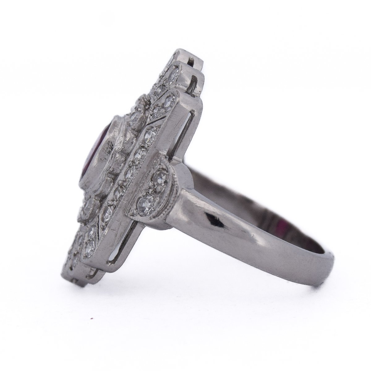 Bague Art Déco Platine Rubis et Diamants   AN635 P26 -photo-2
