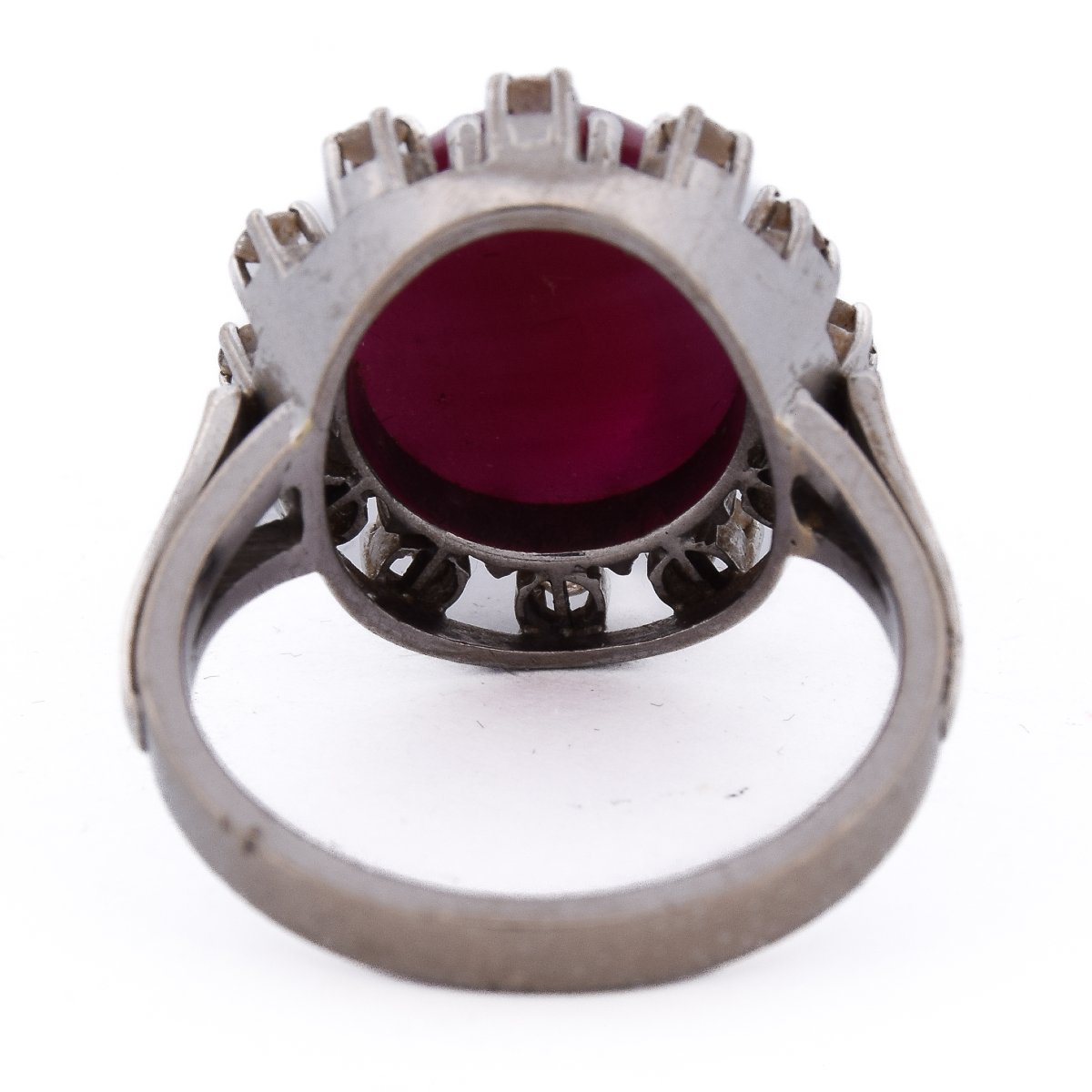 Vintage 14k Gold Ring With A 12-carat Ruby Cabochon And Diamonds   (an494 00019)-photo-2