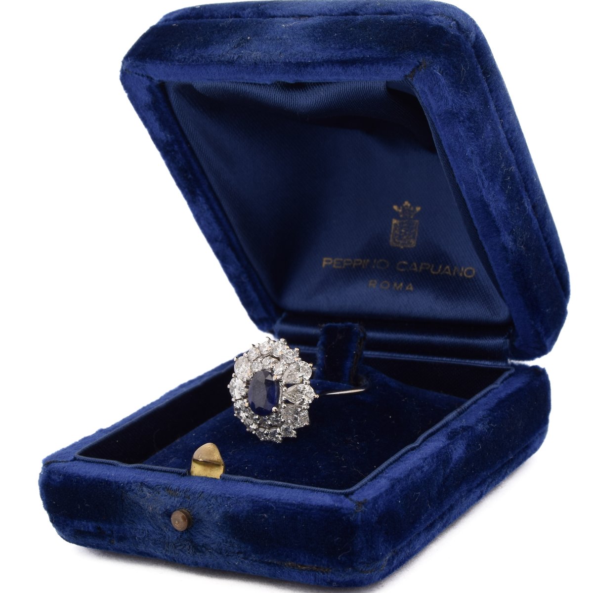 Bague Contemporaine Or Blanc 18k Saphir 1,5ct Diamants 2ct-photo-2