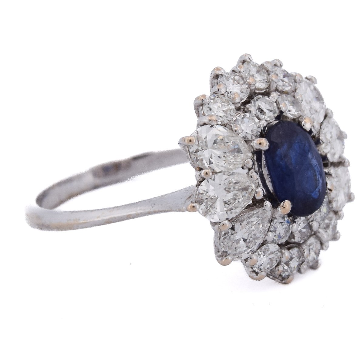 Bague Contemporaine Or Blanc 18k Saphir 1,5ct Diamants 2ct-photo-3