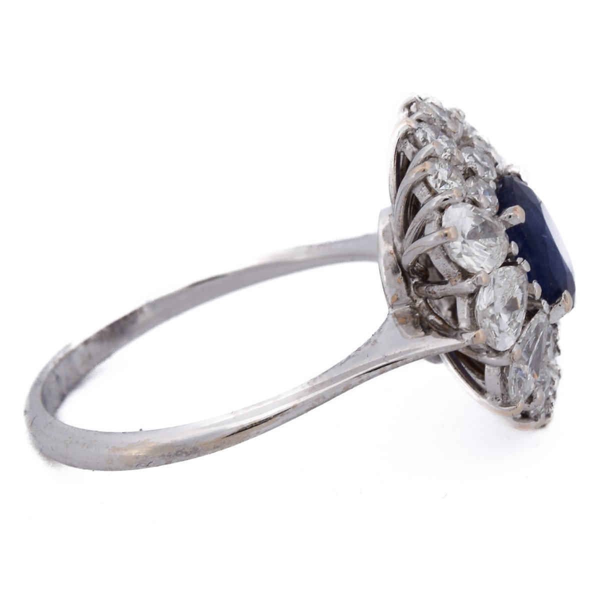 Bague Contemporaine Or Blanc 18k Saphir 1,5ct Diamants 2ct-photo-4