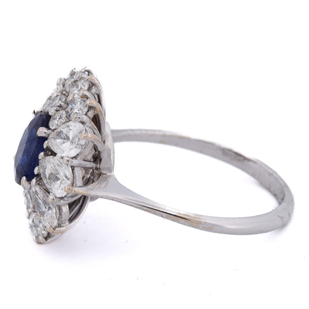 Bague Contemporaine Or Blanc 18k Saphir 1,5ct Diamants 2ct-photo-1